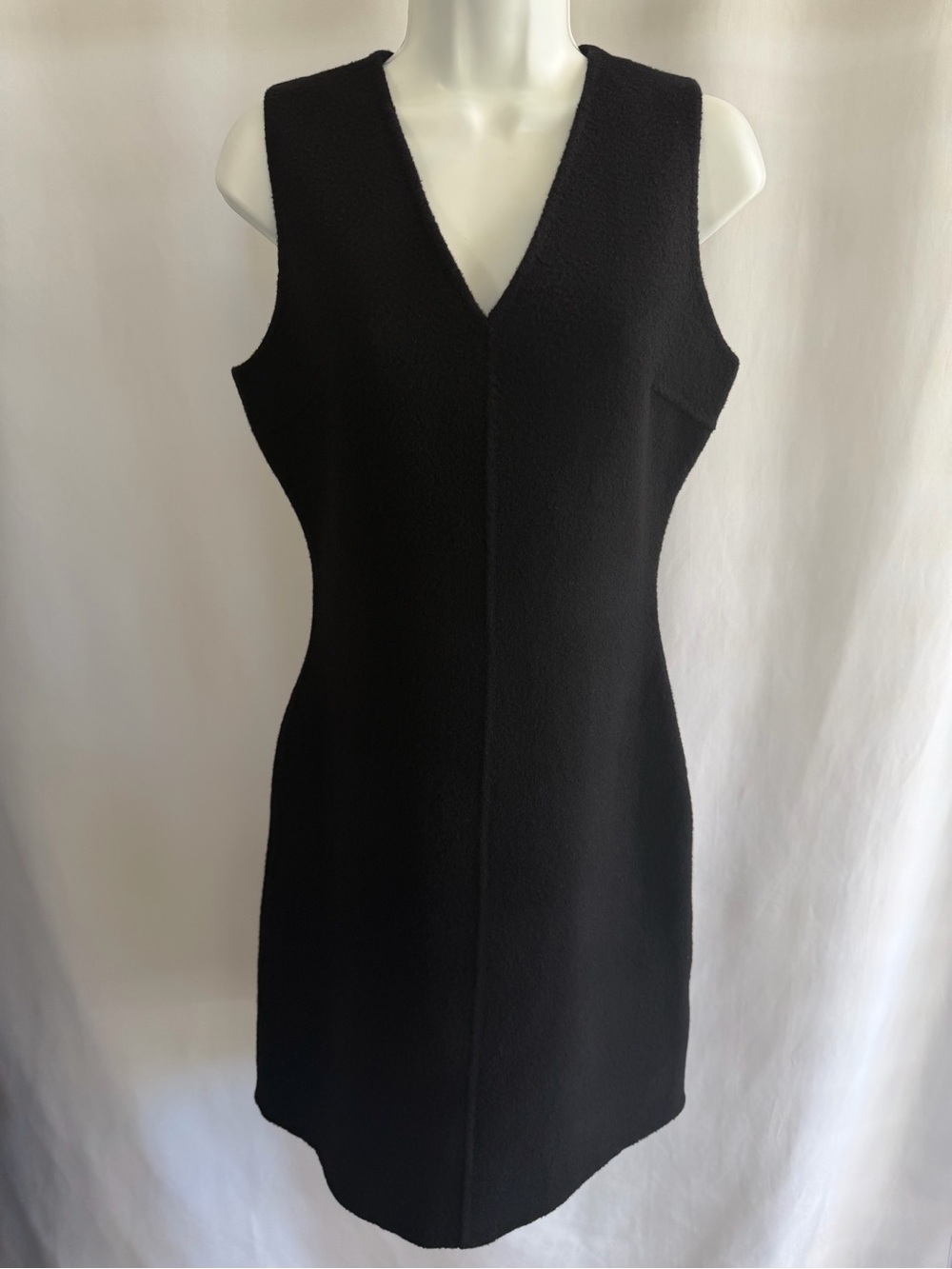 Theory Wool Cashmere Drikan DF / New Divide Sheath Dress V-Neck Size 4 Black